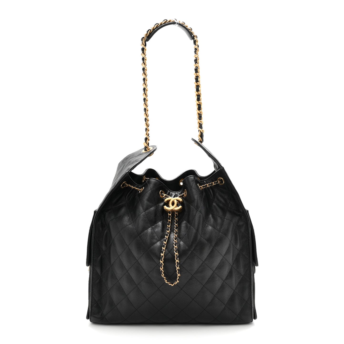 Caviar Quilted Medium Chanel 25 Handbag Black