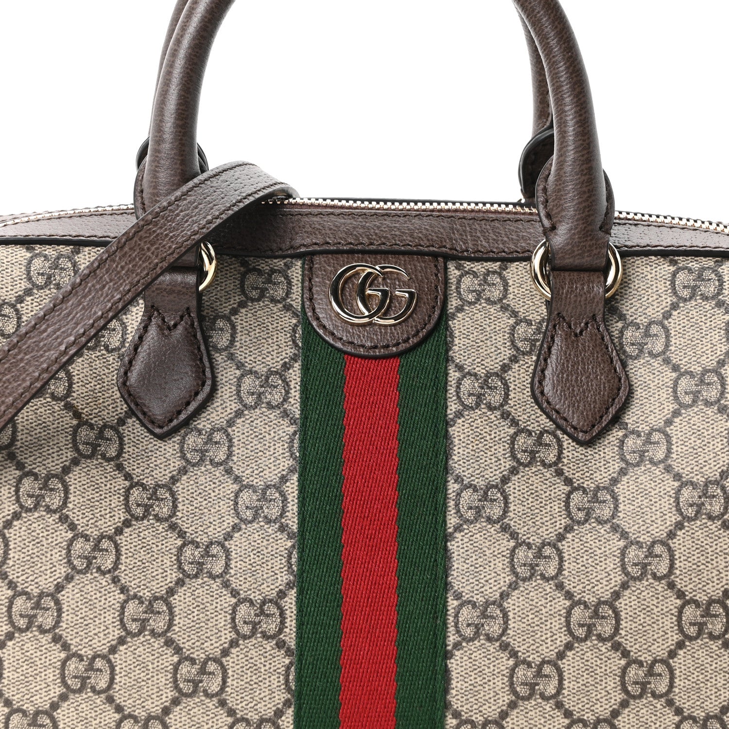 Gucci GG Supreme Monogram Web Medium Ophidia Top Handle Bag Beige Ebony New Acero 8 of 11