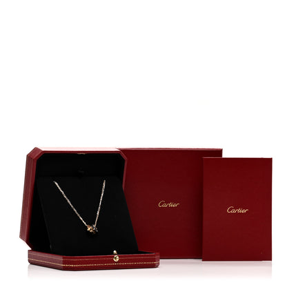 Cartier 18K White Pink Gold Diamond Three Ring LOVE Pendant Necklace 5 of 5