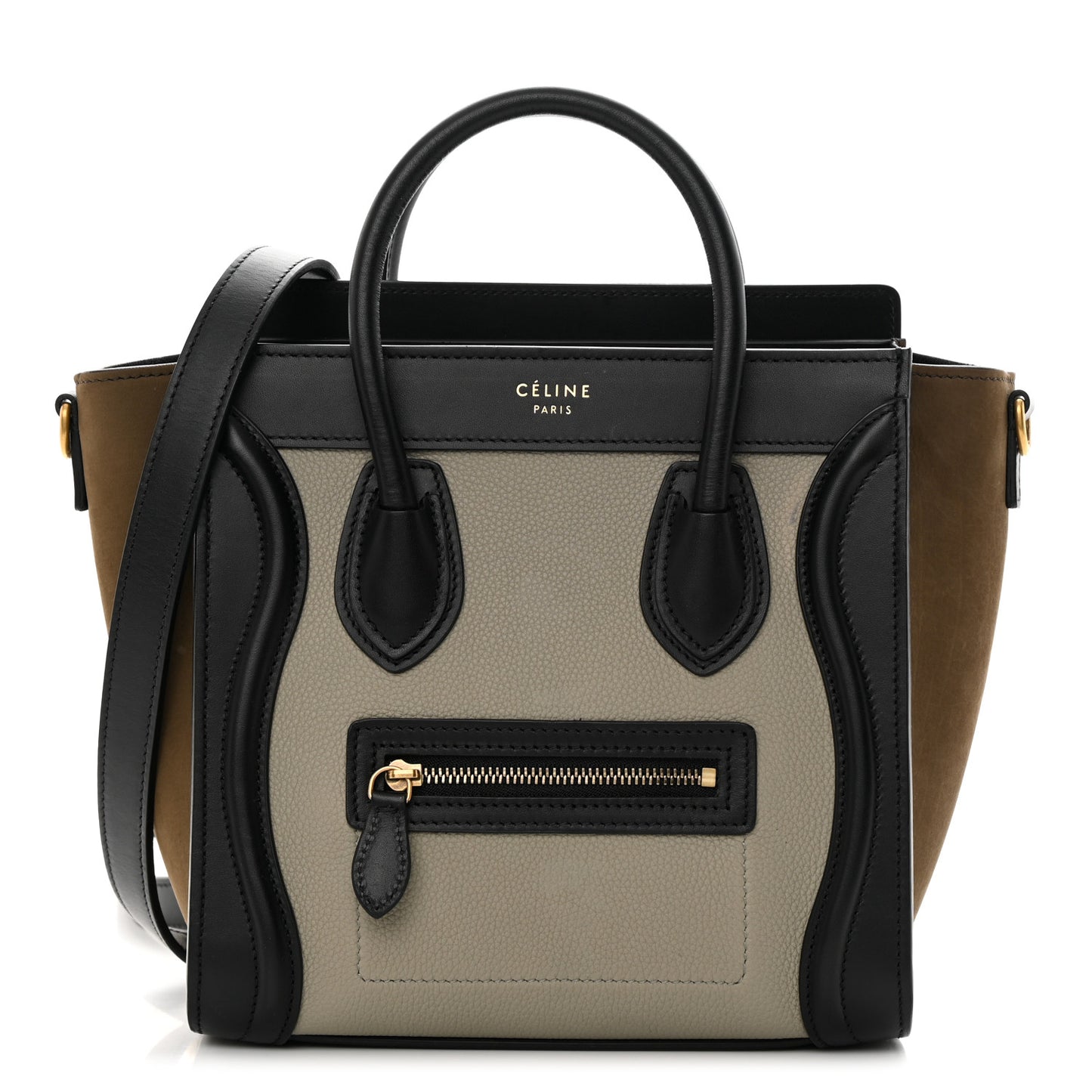 Baby Grained Calfskin Nubuck Nano Tri-Color Luggage Stone