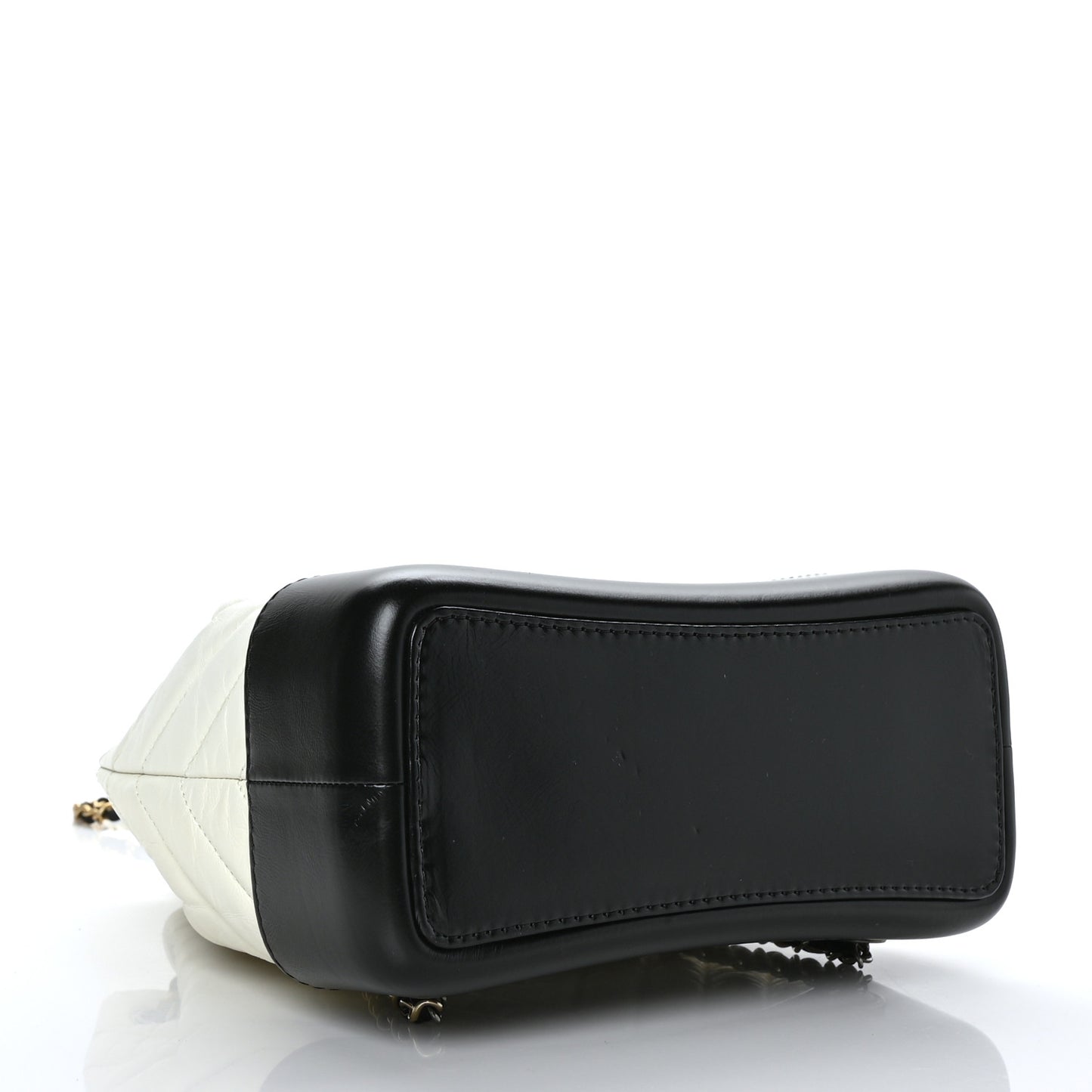 Aged Calfskin Chevron Quilted Small Gabrielle Backpack Black White
