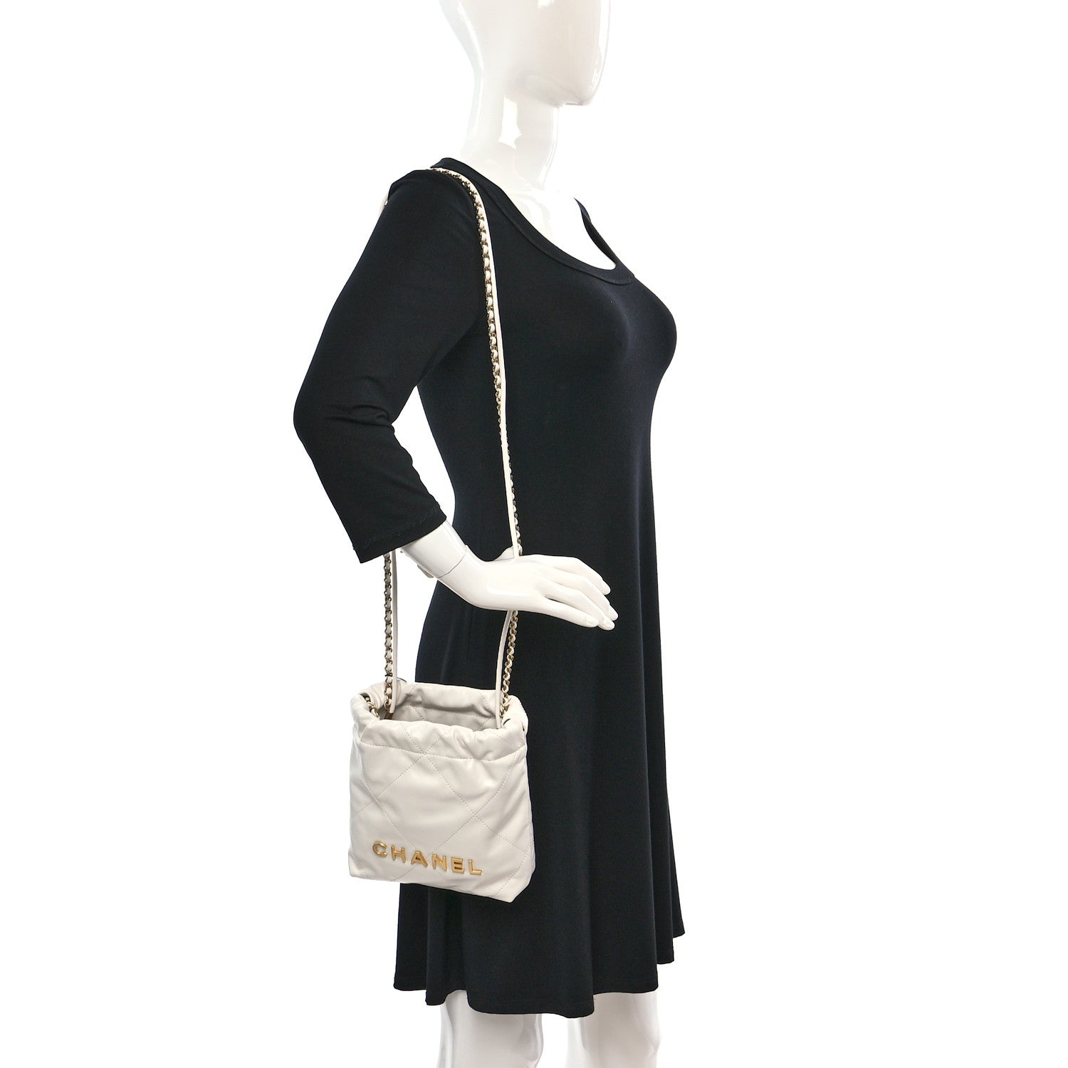 Chanel Shiny Calfskin Quilted Mini Chanel 22 White 2 of 9