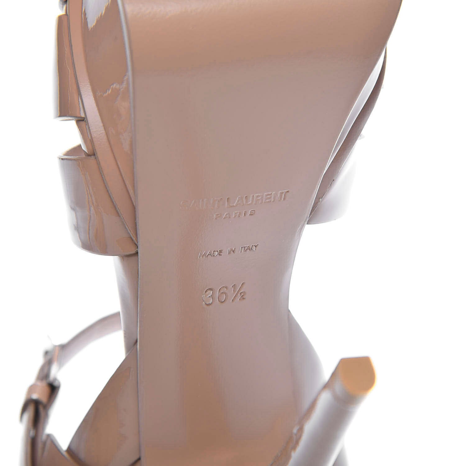 Saint Laurent Patent Tribute 105 Platform Sandals 36.5 Nude Powder 8 of 10
