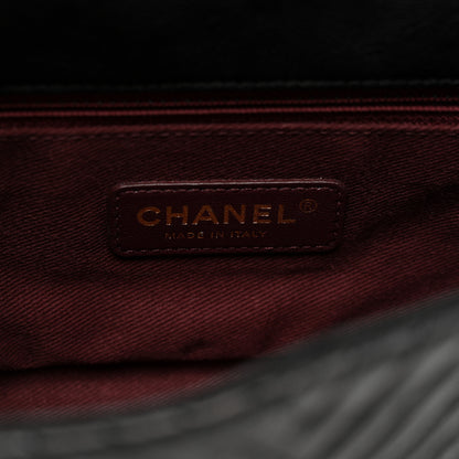 Chanel Calfskin Surpique Chevron Flap Black 6 of 11