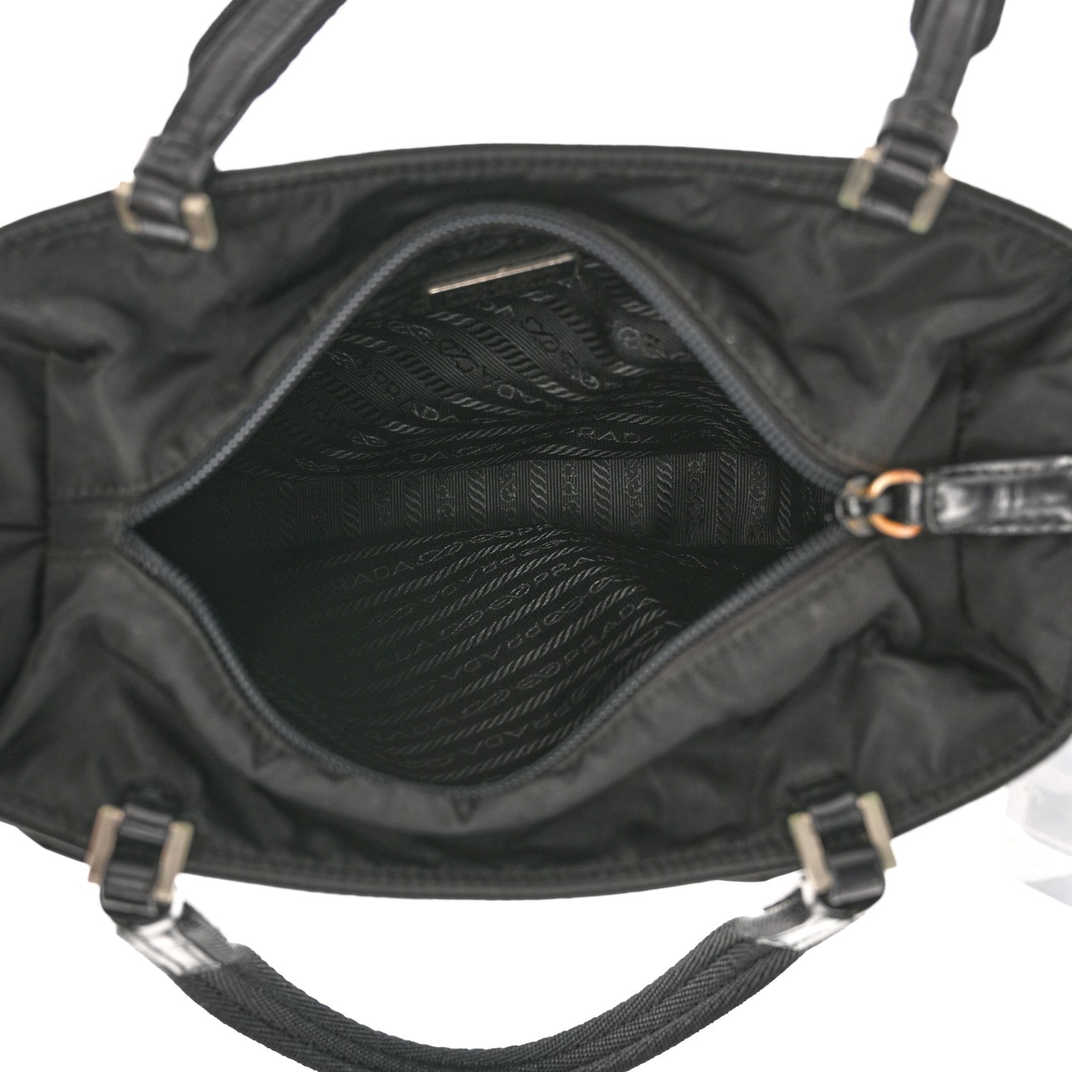 Prada Nylon Calfskin Tote Black 5 of 11