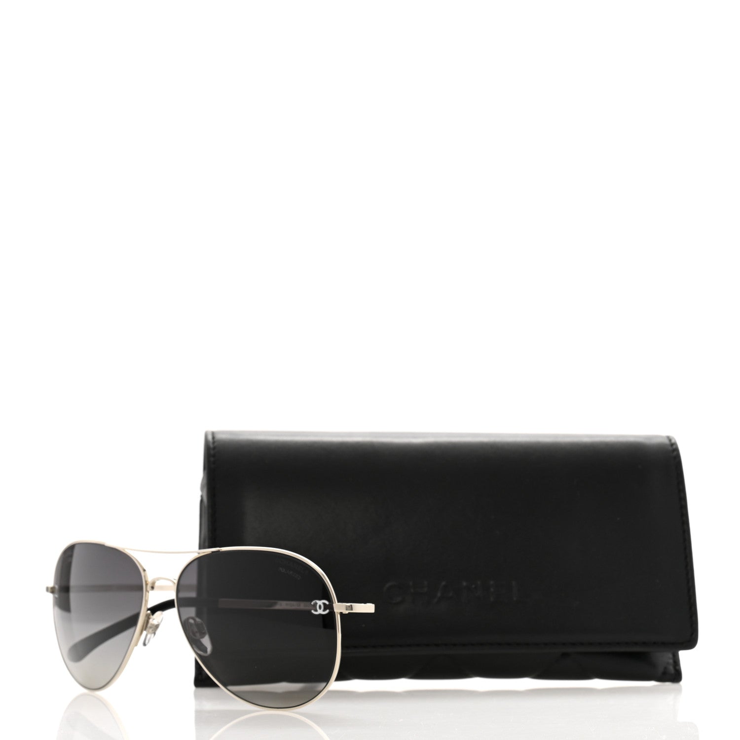 Chanel Metal Polarized CC Aviator Sunglasses 4189-T-Q Silver 8 of 8