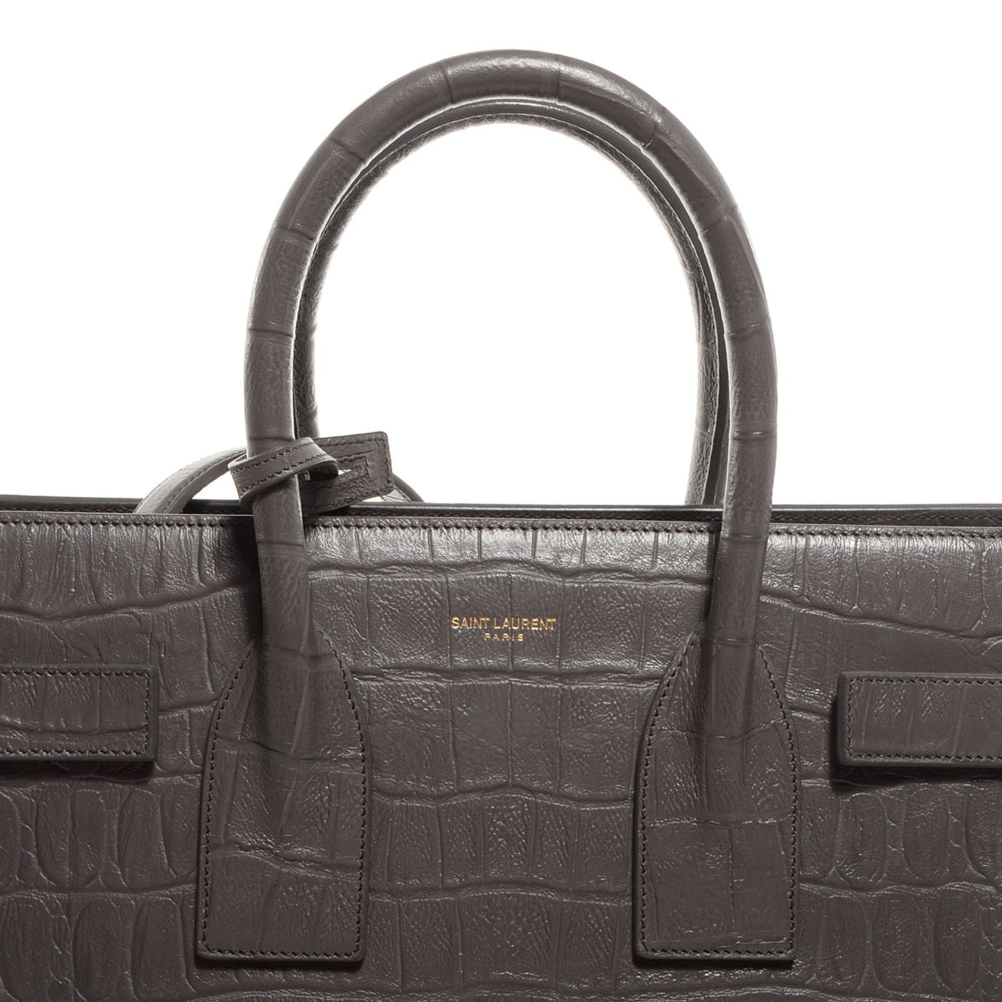 Calfskin Crocodile Embossed Small Sac de Jour Earth