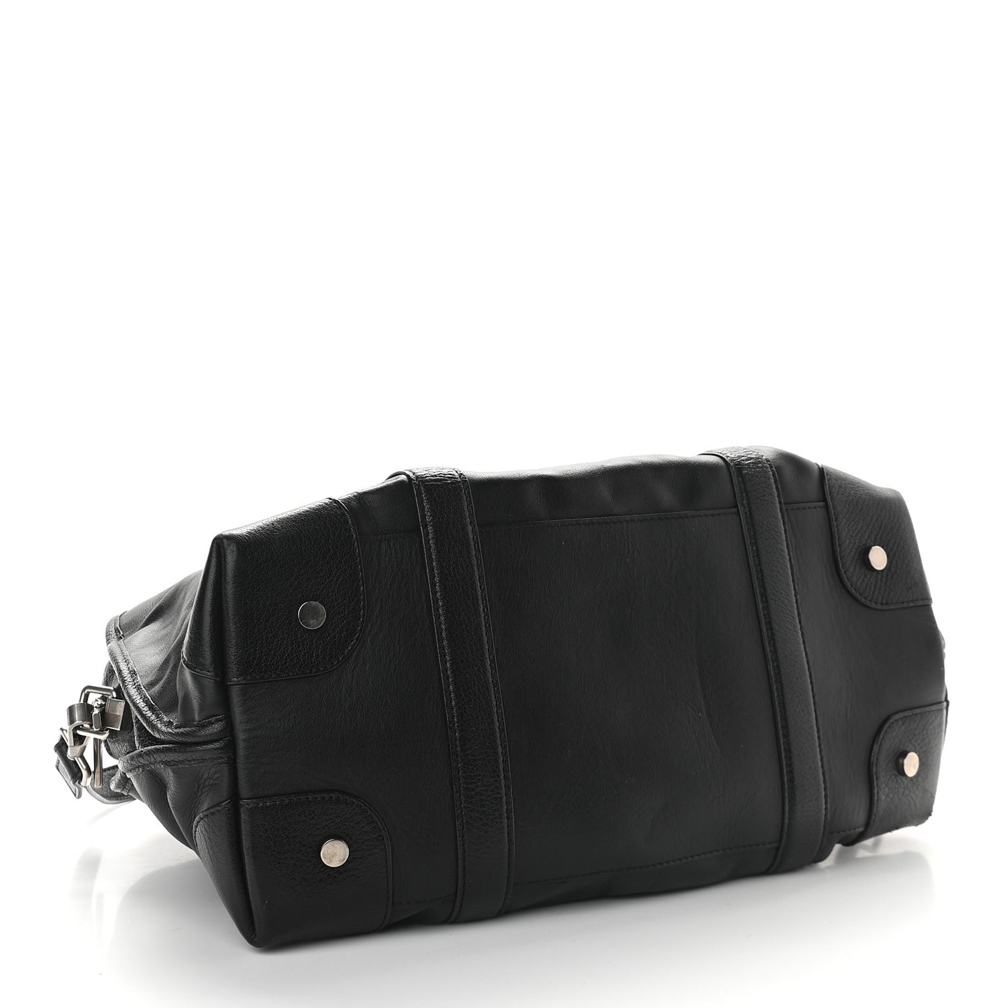 Calfskin Top Handle Satchel Bag Black