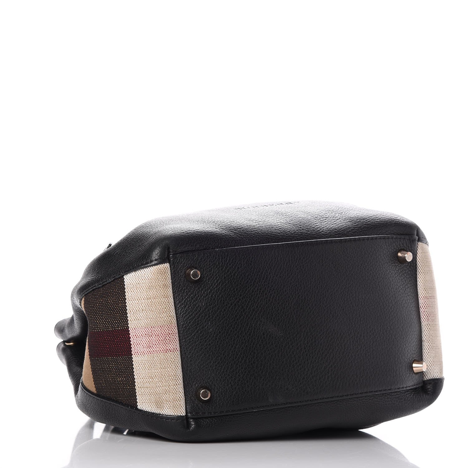 Burberry Grainy Calfskin House Check Small Maidstone Black 4 of 9
