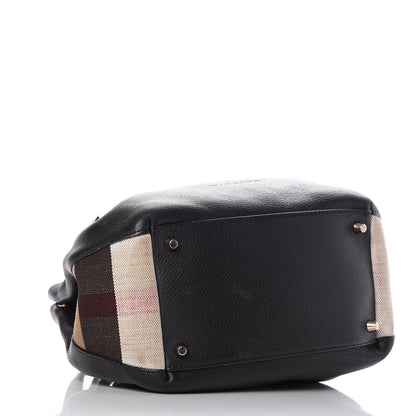 Burberry Grainy Calfskin House Check Small Maidstone Black 4 of 9
