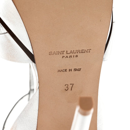 Saint Laurent Metallic Calfskin Tribute 105 Platform Sandals 37 Silver 6 of 7