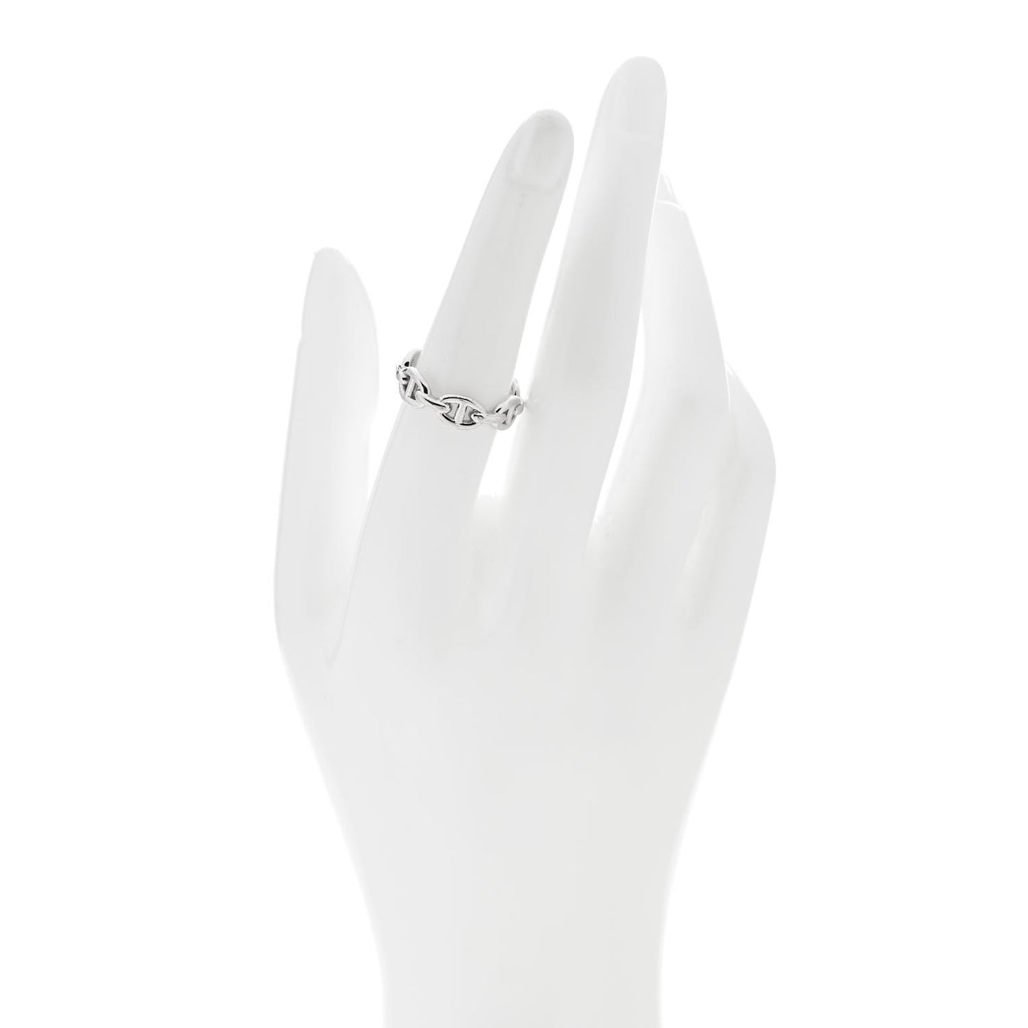 18K White Gold PM Chaine d'Ancre Enchainee Band Ring 54 6.75