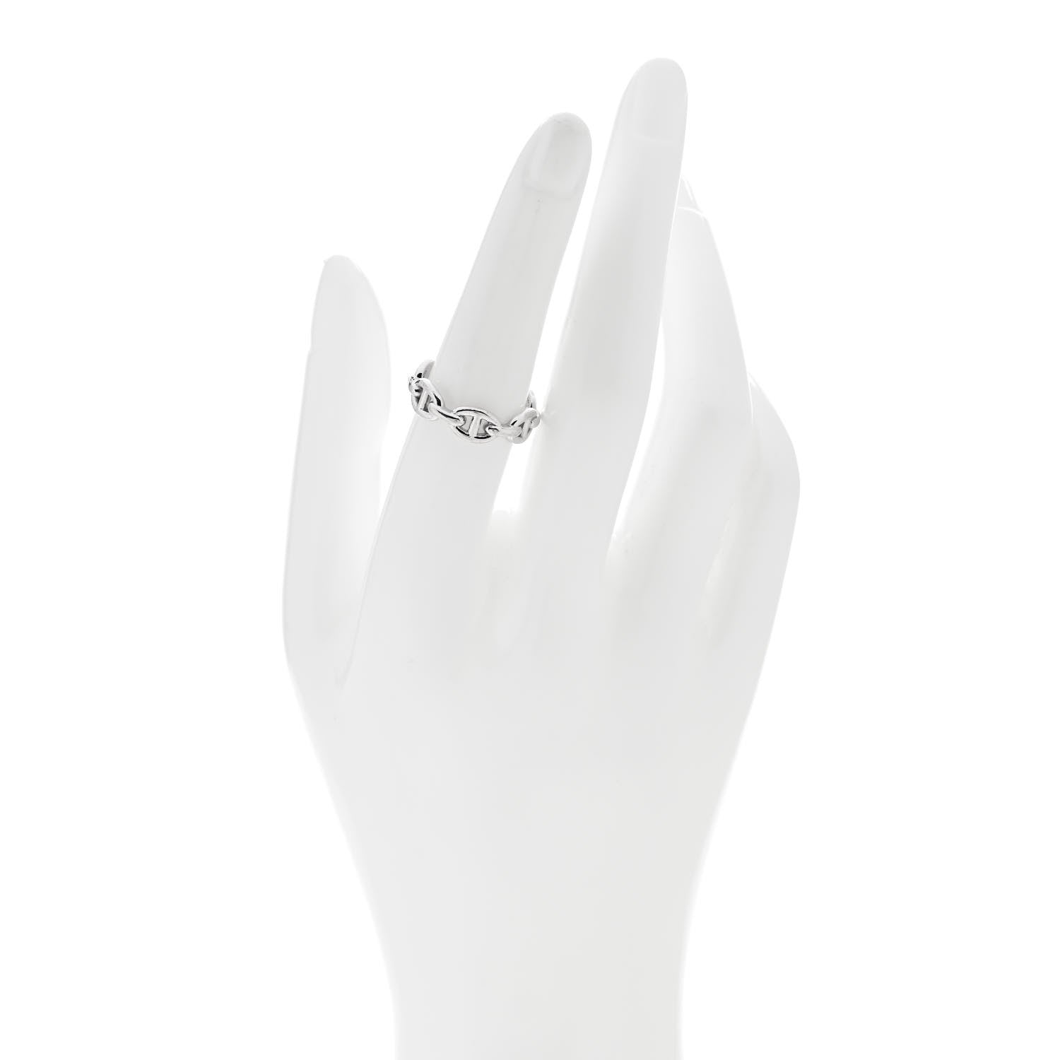 Hermes 18K White Gold PM Chaine d'Ancre Enchainee Band Ring 54 6.75 2 of 6