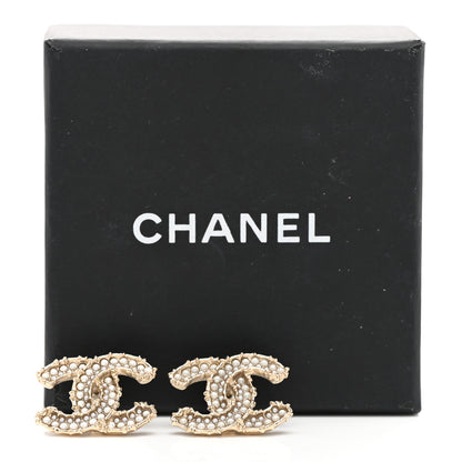 Chanel Pearl CC Camellia Express Stud Earrings Gold 5 of 5