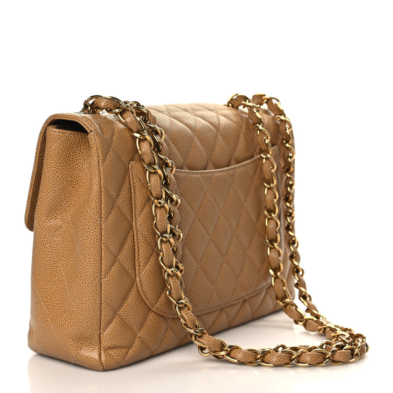 Chanel Caviar Quilted Jumbo Single Flap Beige 3 of 10
