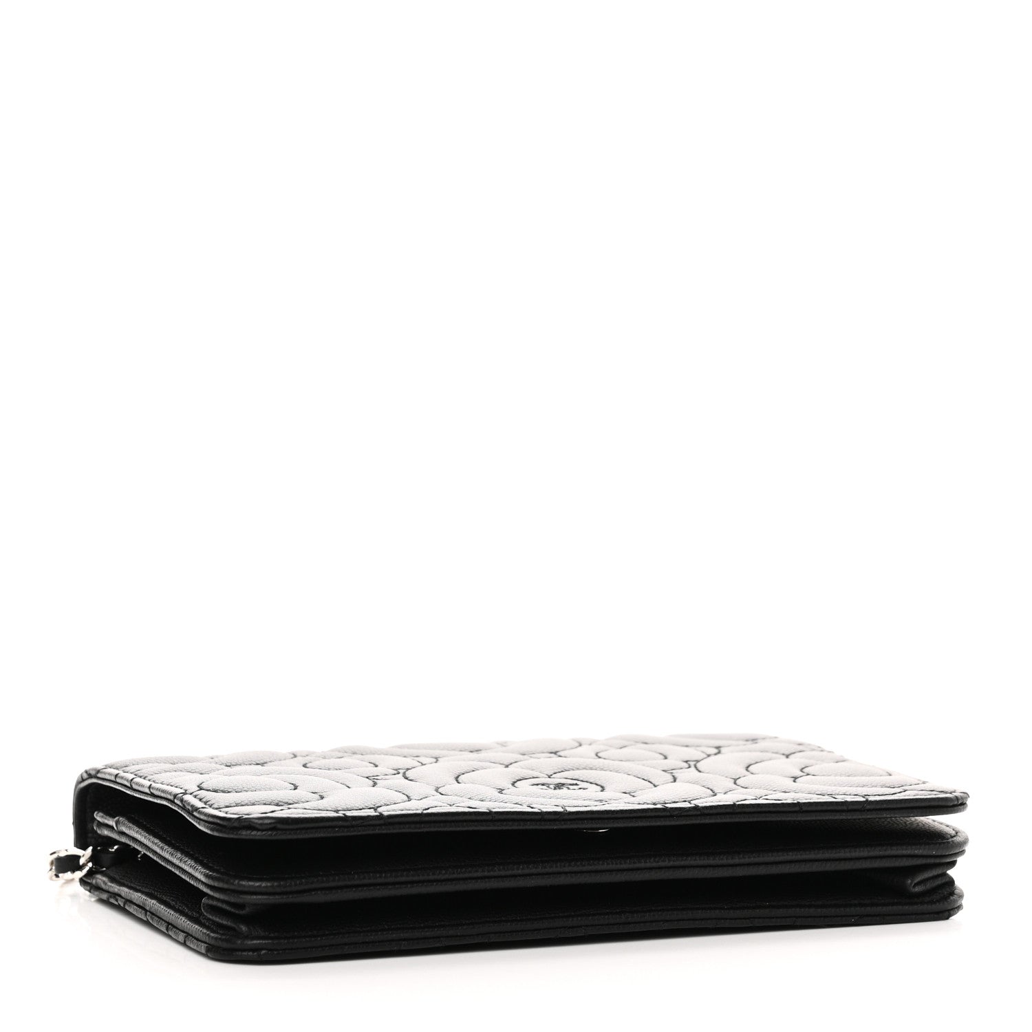 Chanel Caviar Camellia Embossed Wallet On Chain WOC Black 4 of 14