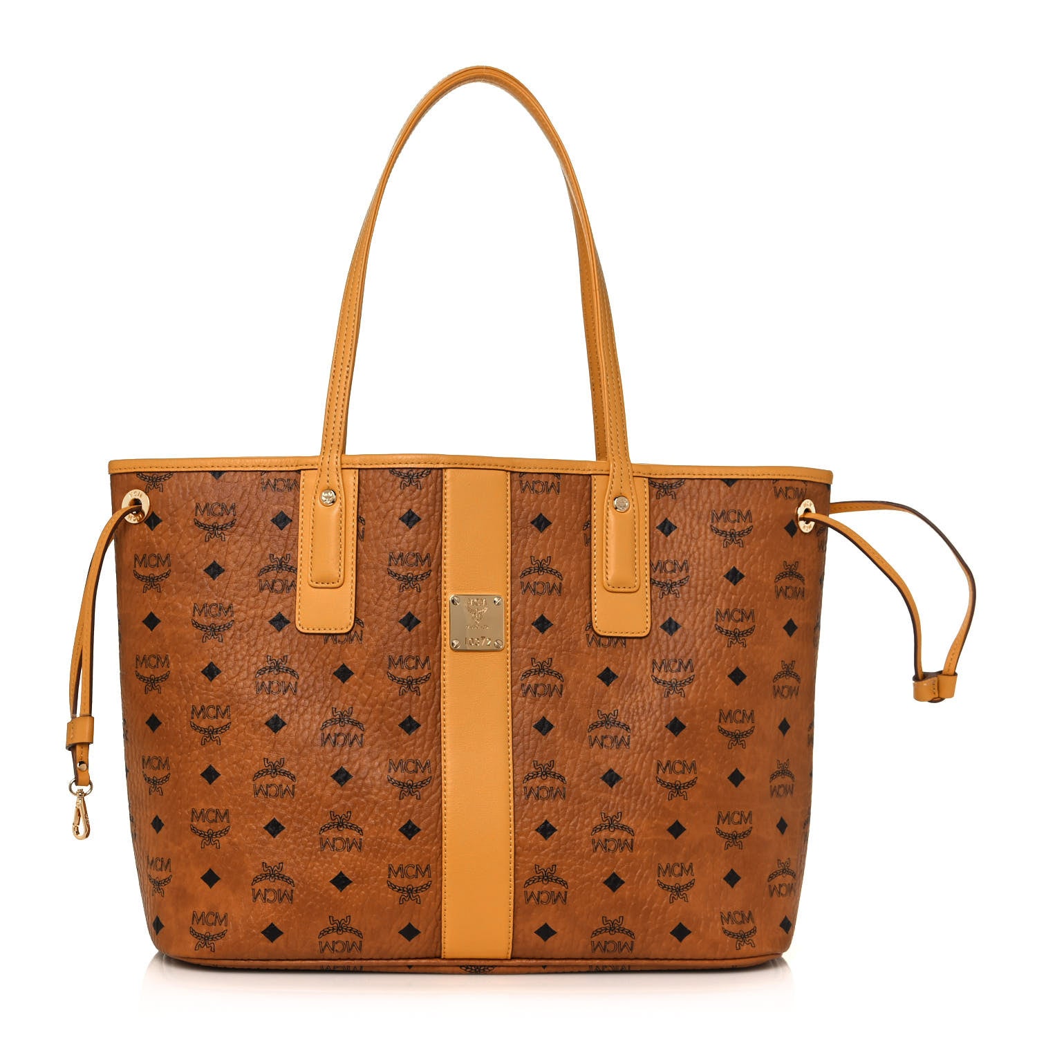 MCM Visetos Medium Liz Reversible Shopper Tote Cognac Yellow 2 of 18