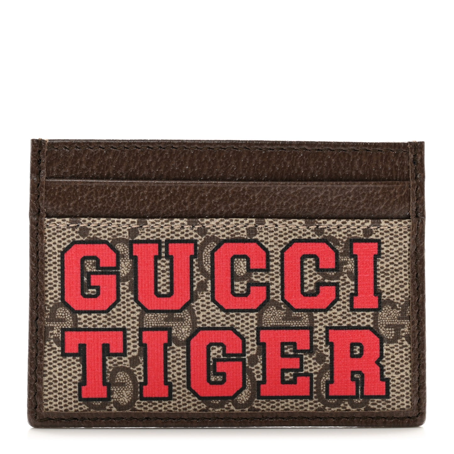 GG Supreme Monogram Textured Dollar Calfskin Web Gucci Tiger Card Holder Beige Ebony Live Red New Shamarock New Acero