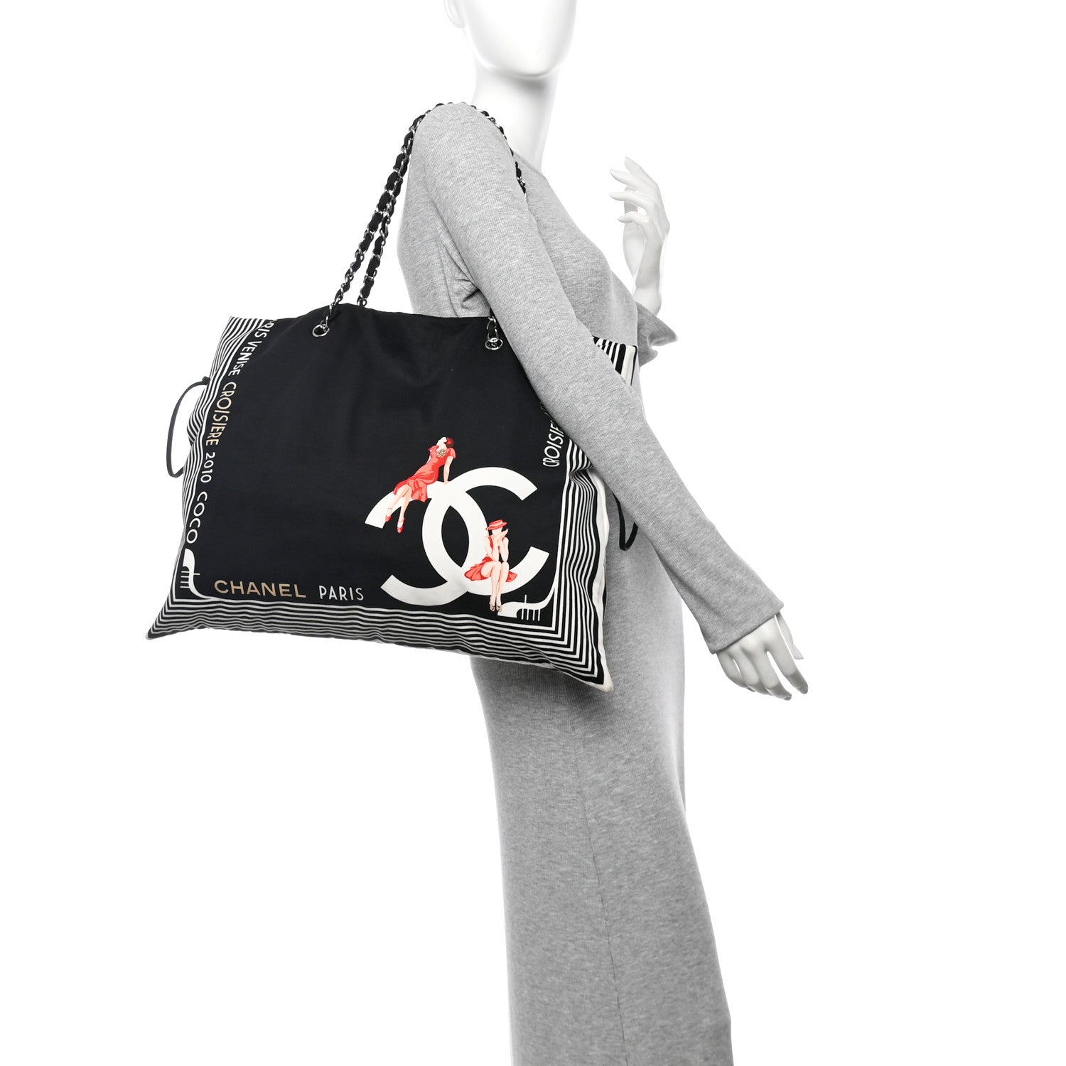 Chanel Canvas CC Paris Venice Bon Bon Tote Black White 2 of 11
