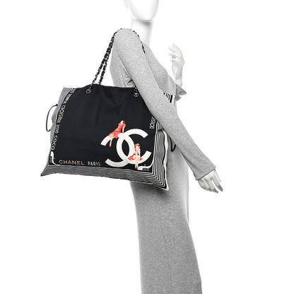 Chanel Canvas CC Paris Venice Bon Bon Tote Black White 2 of 11