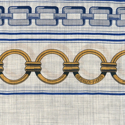 Hermes Cashmere Maillons Et Chaines Rectangle Gris Chine Marine Gold 4 of 4