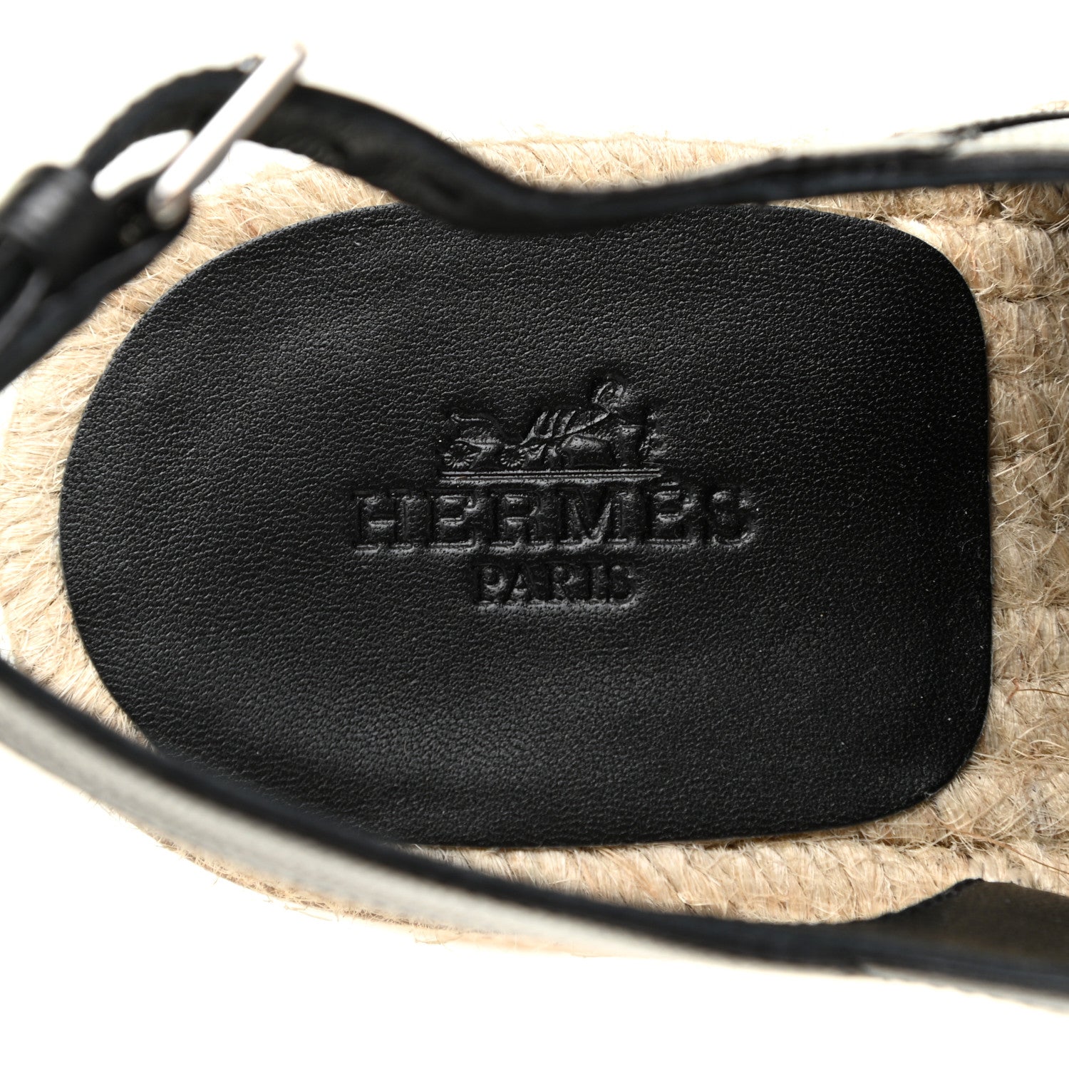 Hermes Goatskin Envie 30 Espadrille Wedge Sandals 36 Black 8 of 15