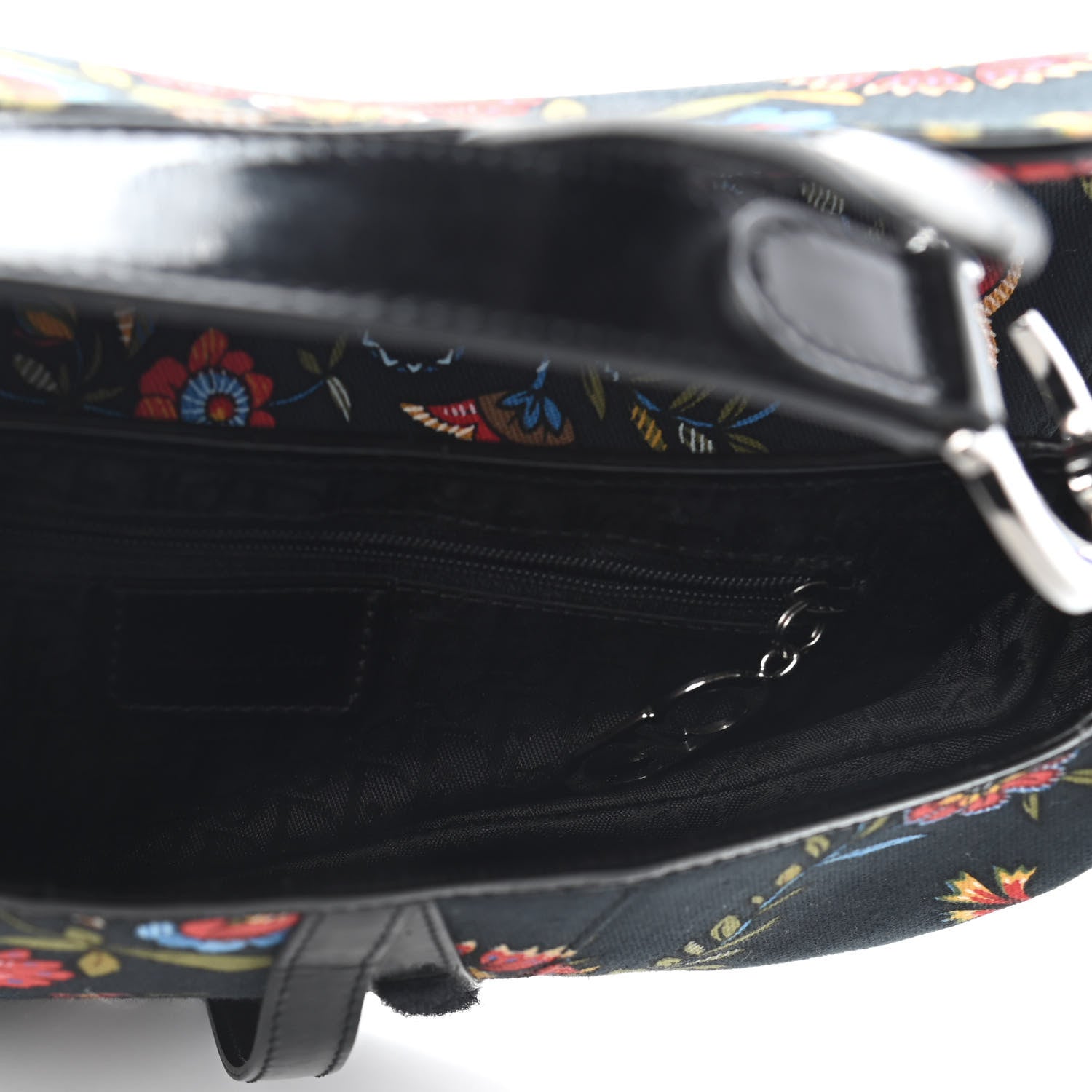 Christian Dior Canvas Floral Saddle Bag Black 5 of 10