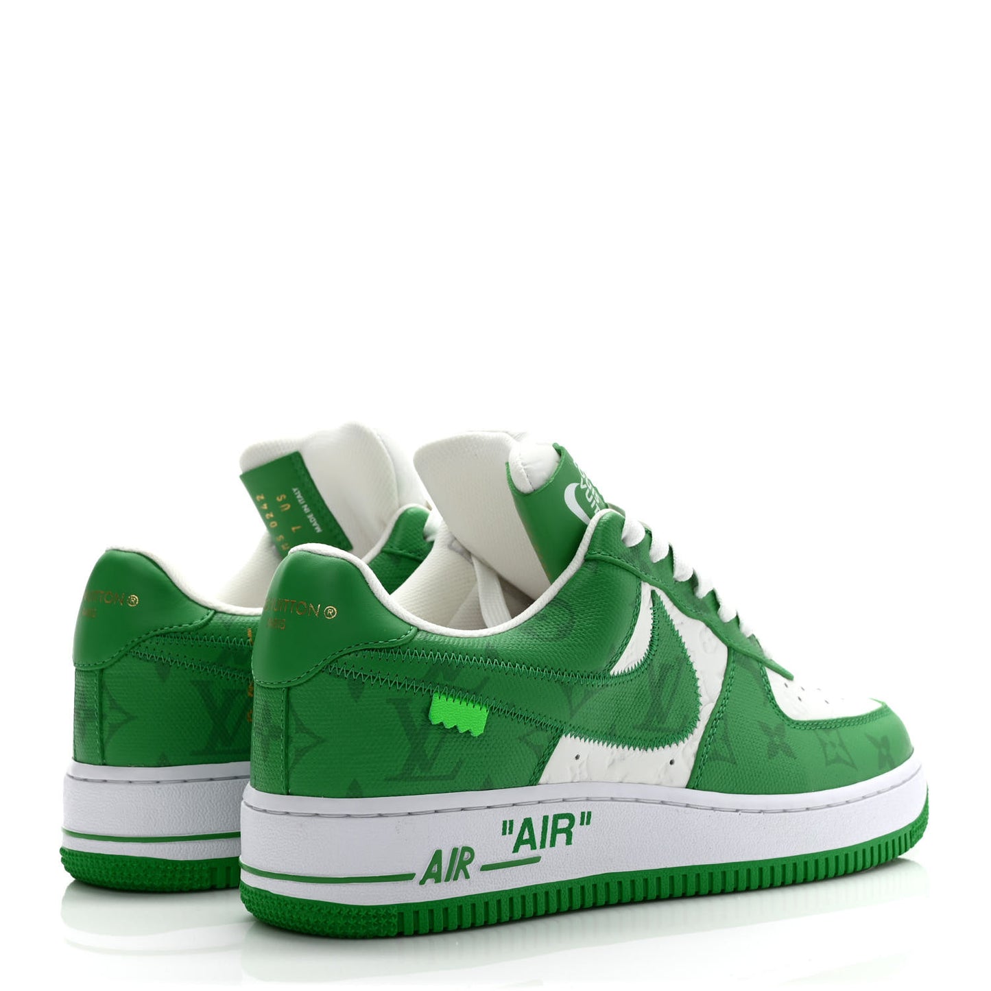 X NIKE AIR FORCE 1 Calfskin Monogram Mens Low Top Sneakers 7 Green