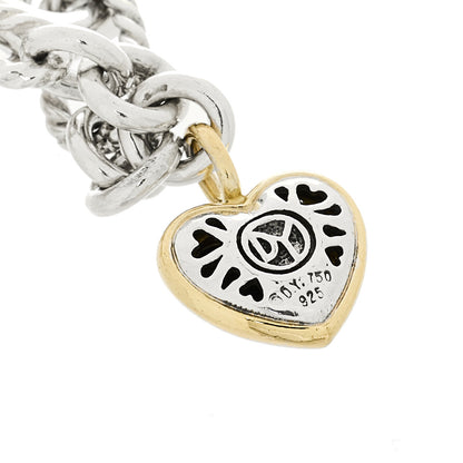 David Yurman Sterling Silver 18K Yellow Gold Cable Heart Charm Bracelet 3 of 3