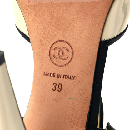 Chanel Patent CC Peep Toe Heels 39 Pearl 7 of 8
