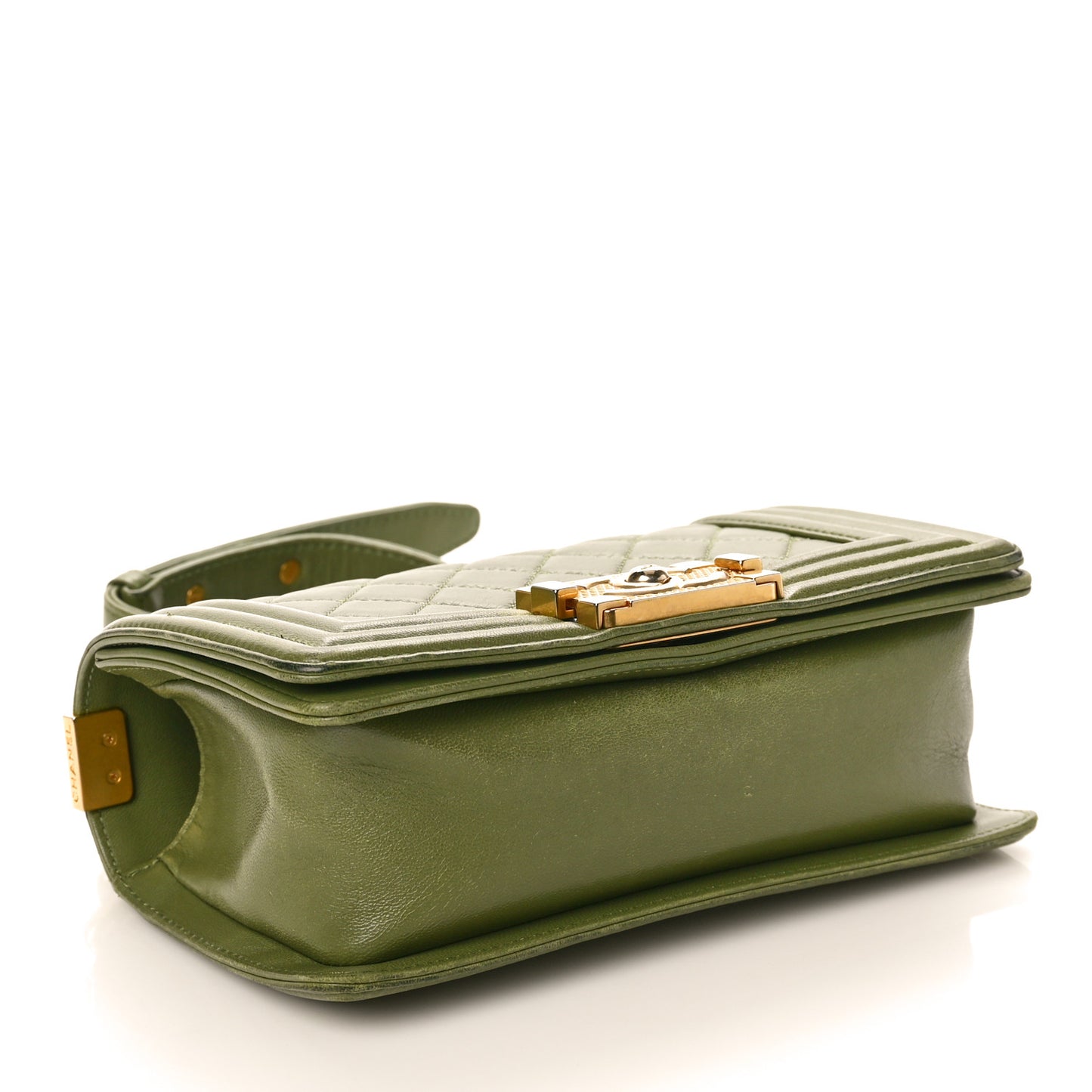 Calfskin Quilted Small Boy Flap Green