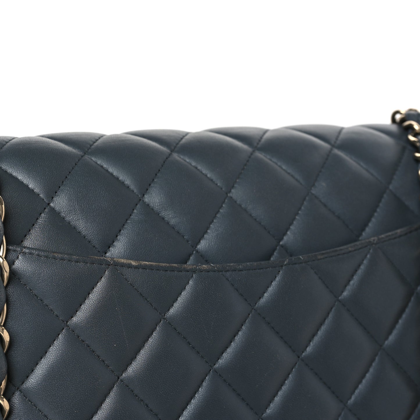 Lambskin Quilted Jumbo Double Flap Grey