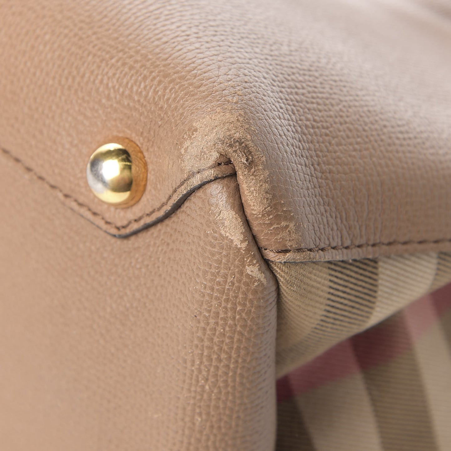 Grainy Calfskin House Check Medium Banner Tote Dark Sand