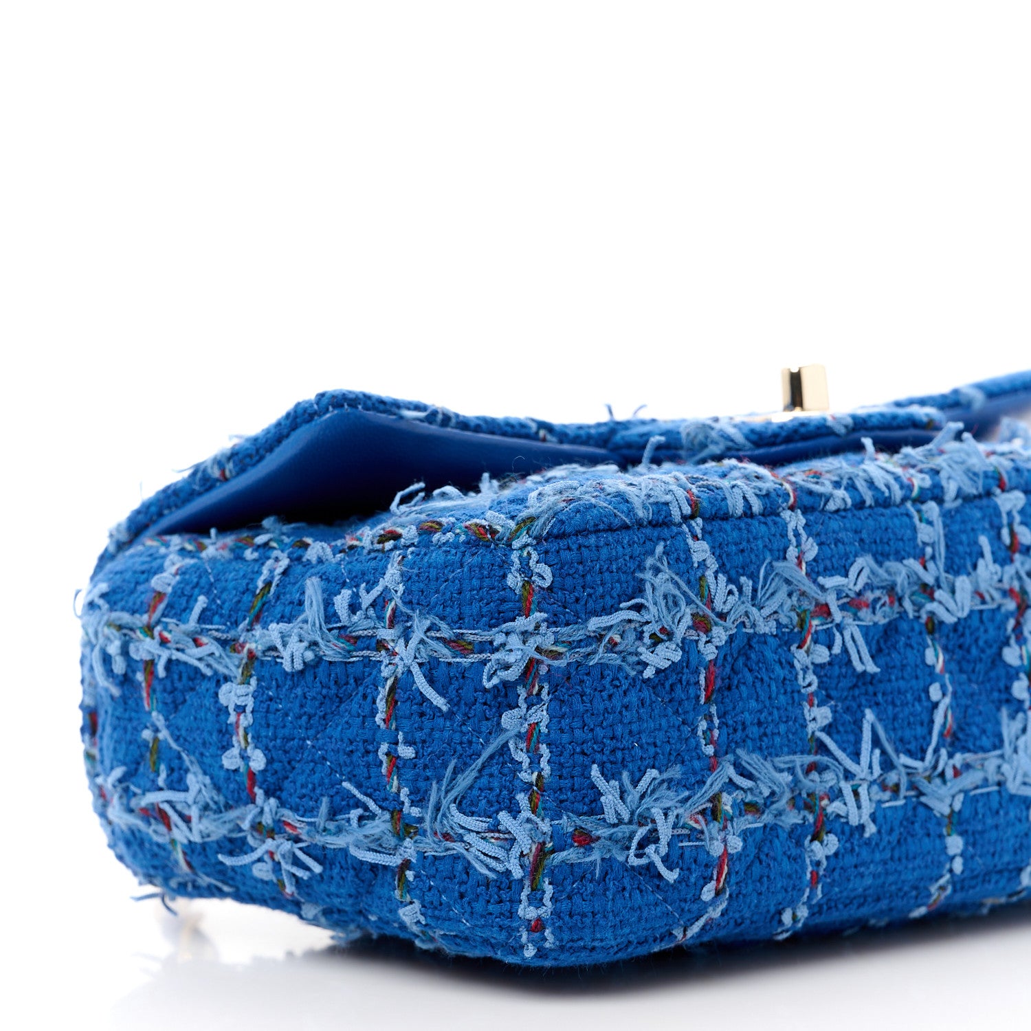 Chanel Tweed Quilted Mini Rectangular Flap Blue Multicolor 10 of 12