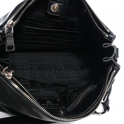 Prada Soft Calf Double Zip Shoulder Bag Black 5 of 9