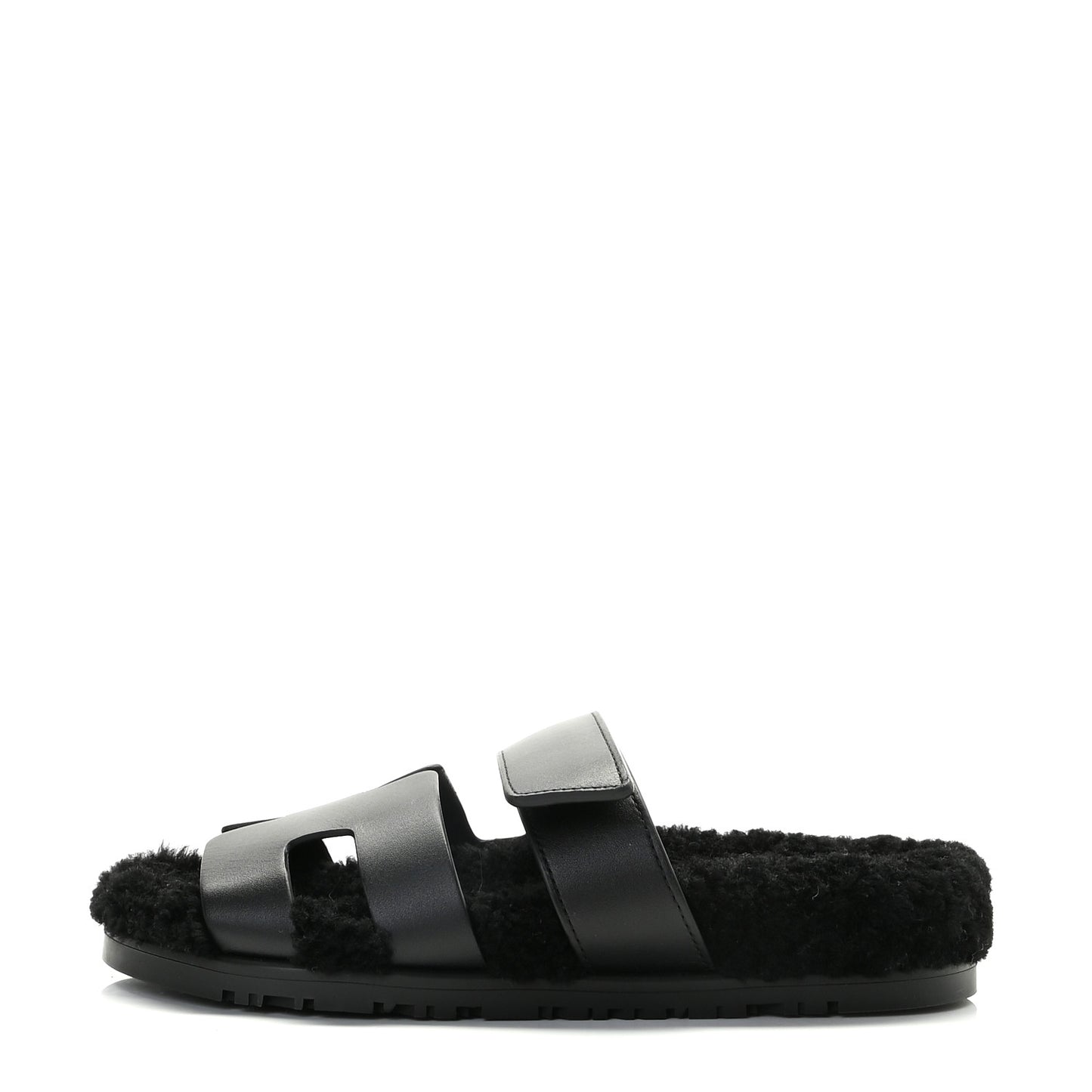 Calfskin Woolskin Womens Chypre Sandals 36 Black