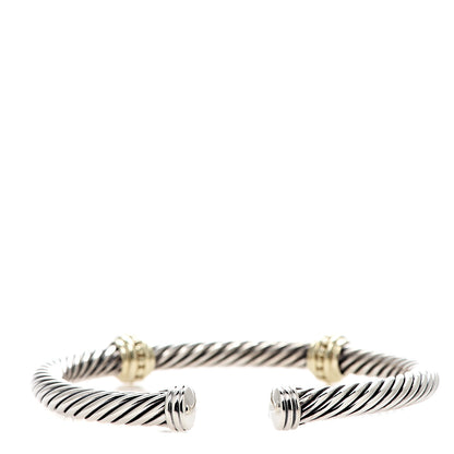 David Yurman Sterling Silver 14K Yellow Gold 5mm Cable Classics Two Station Bracelet 2 of 4