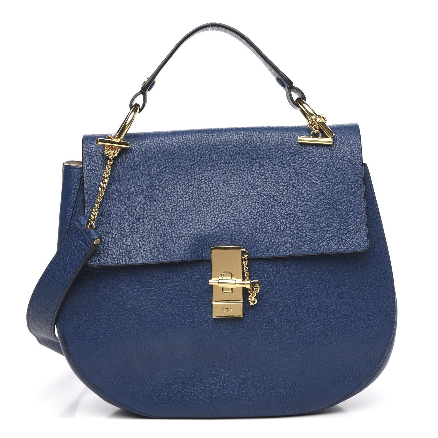 Chloe Grained Lambskin Drew Shoulder Bag Factory Blue 1 of 9