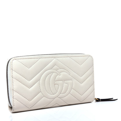 Gucci Calfskin Matelasse GG Marmont Zip Around Wallet White 3 of 9