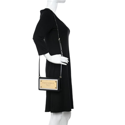 Dolce & Gabbana Patent Calfskin Maxi Logo Plate Phone Shoulder Bag Black 2 of 12