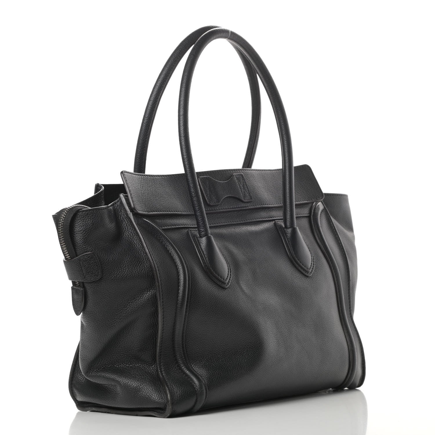 Celine Drummed Calfskin Shoulder Luggage Black 3 of 17