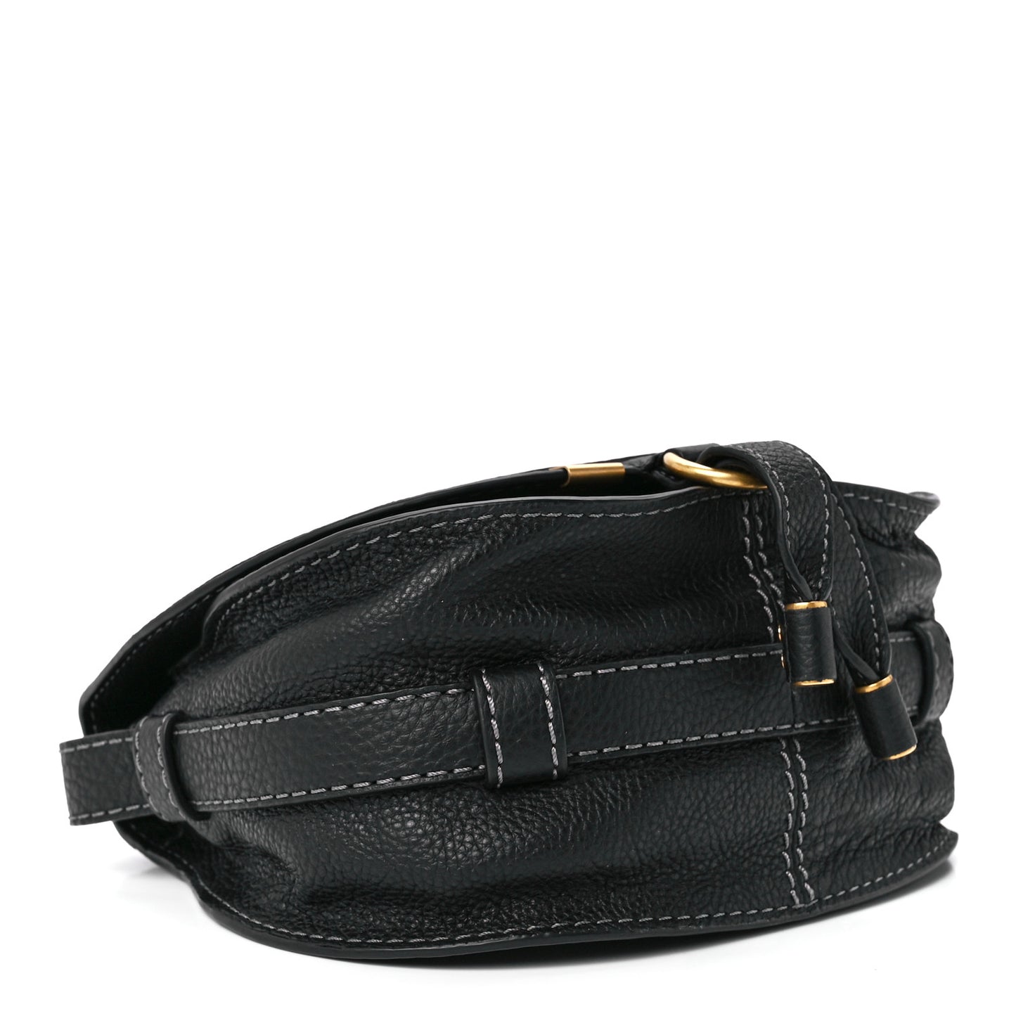 Calfskin Mini Marcie Round Crossbody Bag Black