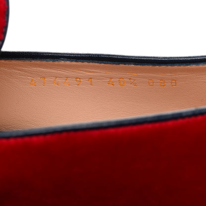 Gucci Velvet Etoile Pearl Embellished Loafers 40.5 Red 7 of 9
