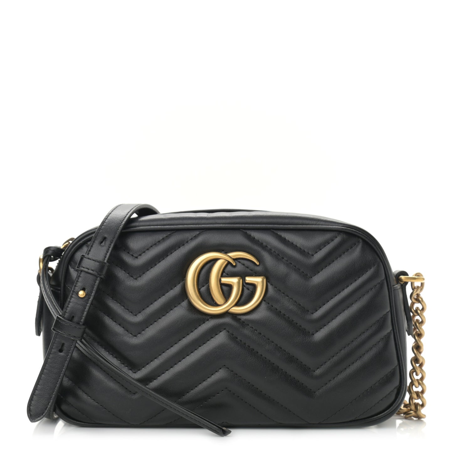 Calfskin Matelasse Small GG Marmont Chain Shoulder Bag Black