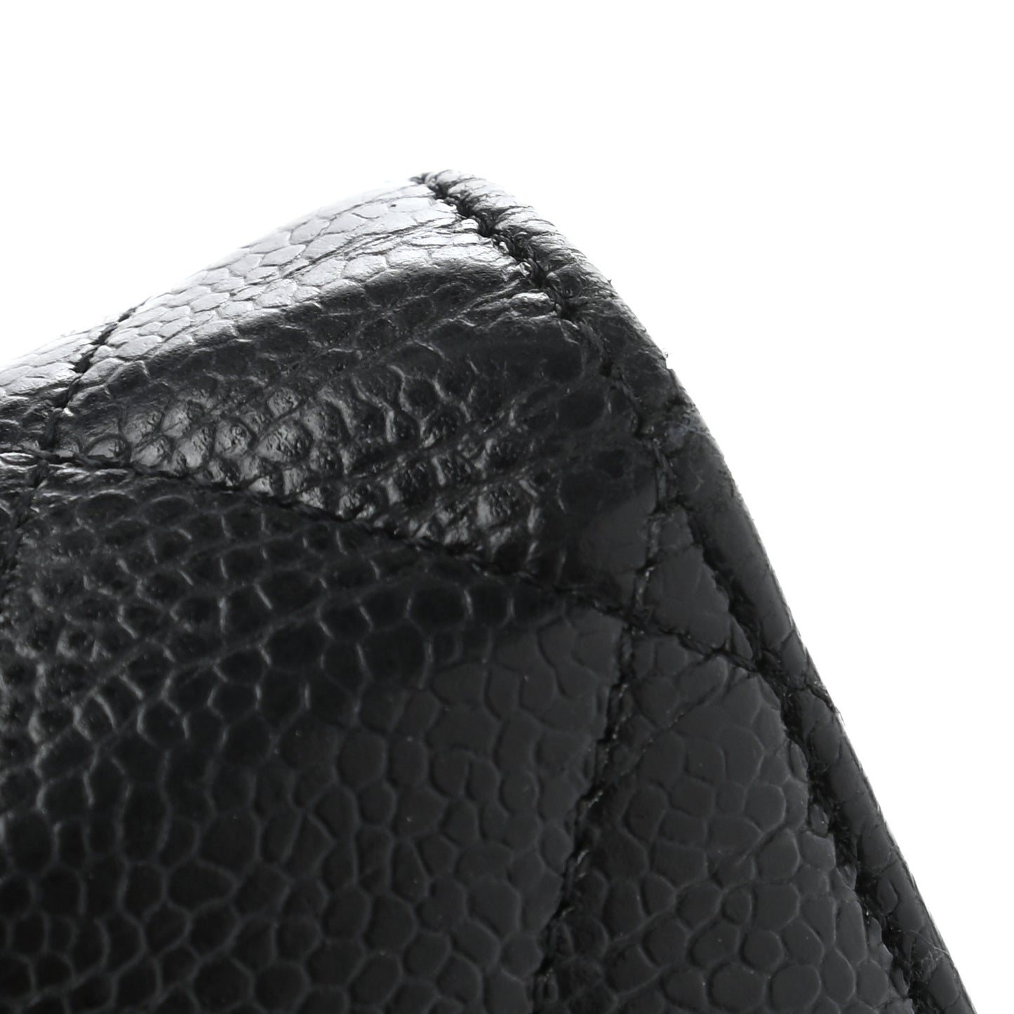 Caviar Quilted Large Gusset Flap Wallet Black