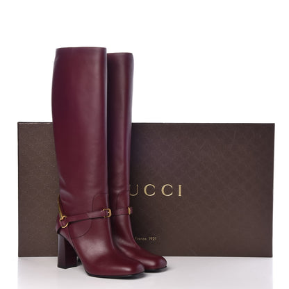 Gucci Calfskin Lifford Knee High Boots 38 Classic Burgundy 8 of 8