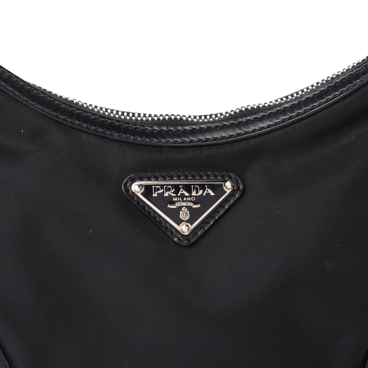 Prada Tessuto Nylon Soft Calfskin Shoulder Bag Black 9 of 9