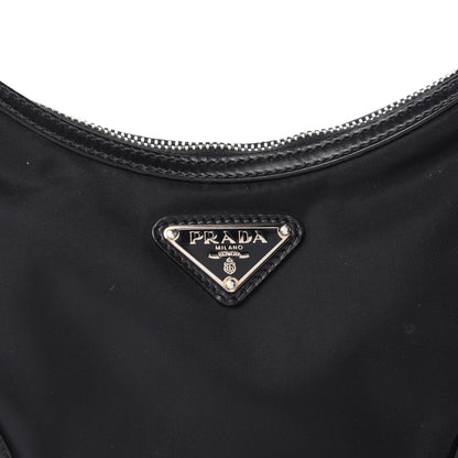 Prada Tessuto Nylon Soft Calfskin Shoulder Bag Black 9 of 9