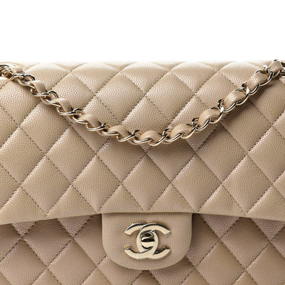 Chanel Iridescent Caviar Quilted Medium Double Flap Dark Beige 10 of 11