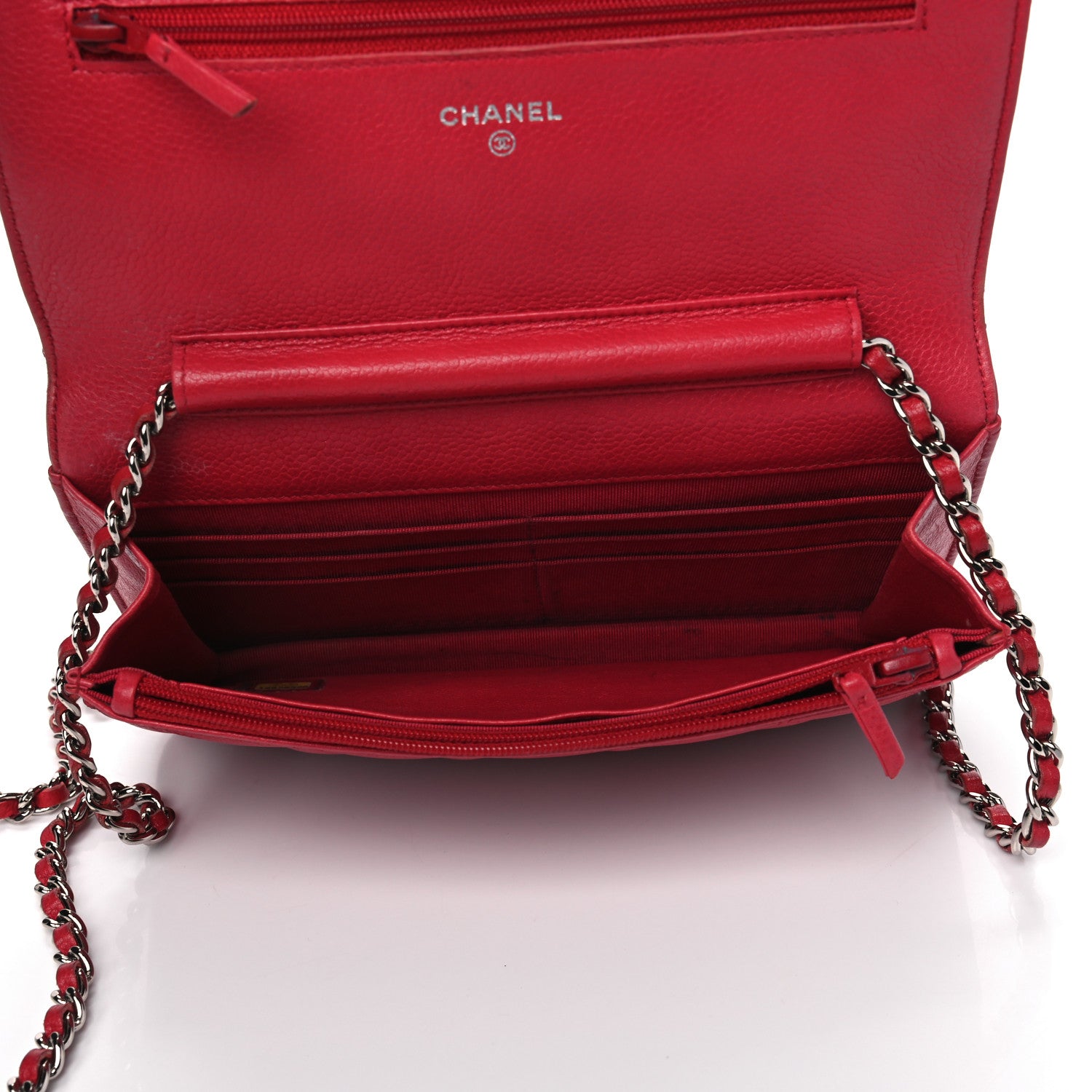 Chanel Caviar Quilted Wallet on Chain WOC Red 4 of 16